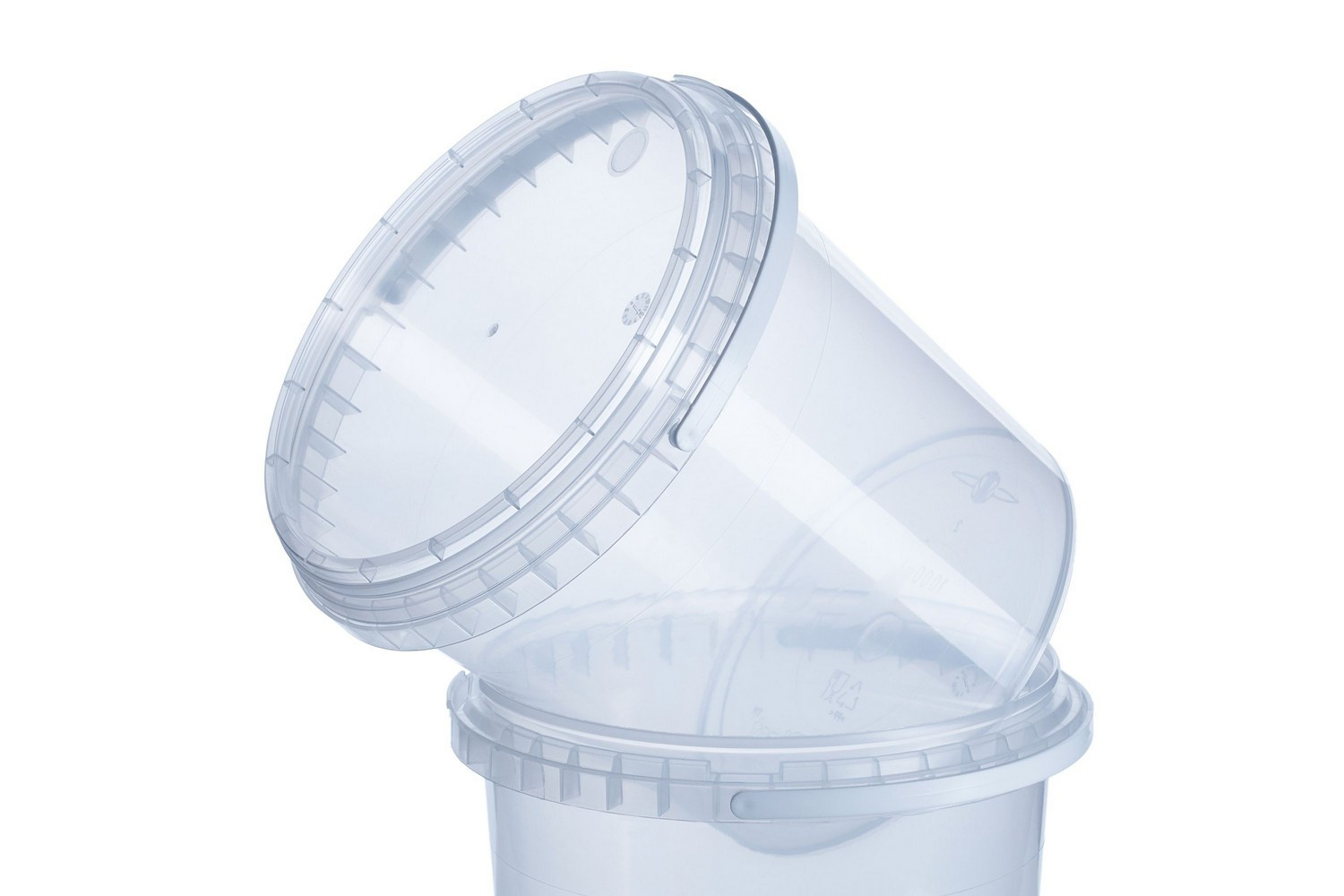 Пластиковые круглые ведра для пищи непищевые емкостью 1 л прозрачные