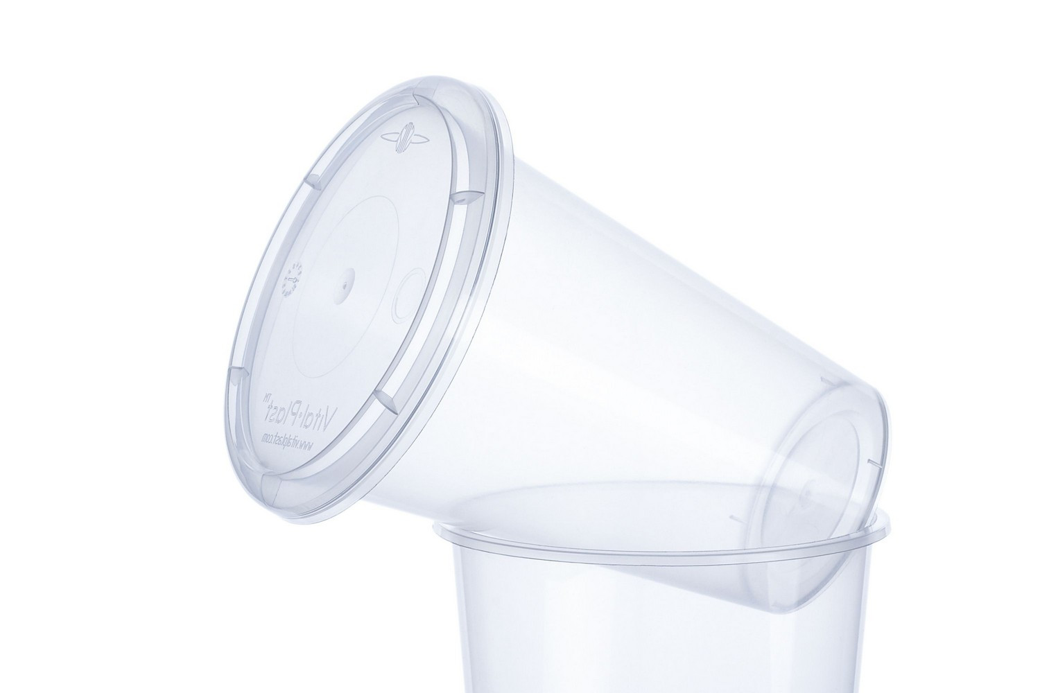 Round plastic sealable container for food products with lid transparent or coloured 0,33 ml