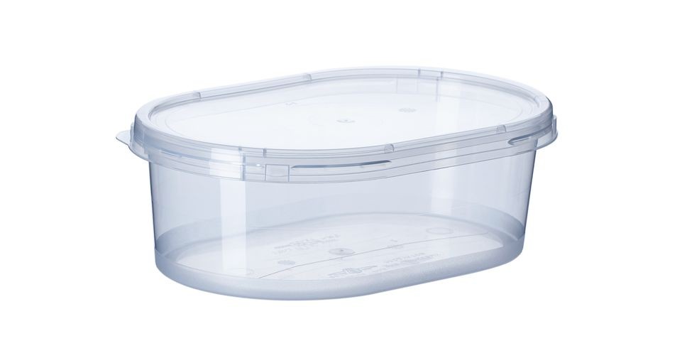 Vitalplast 1 liter oval plastic container for sealing lid food
